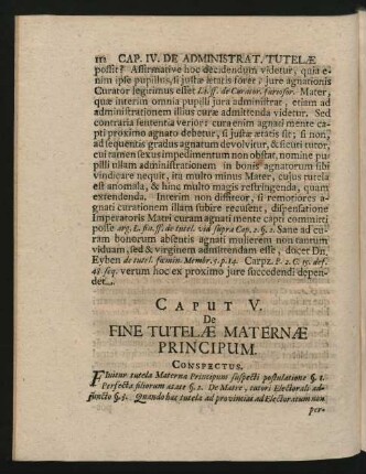Caput V. De Fine Tutelae Maternae Principum.