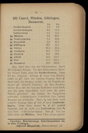 23) Cassel, Münden, Göttingen, Hannover