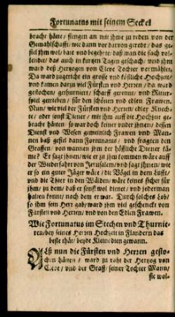 Wie Fortunatus im Stechen und Thurnieren/ bey seines Herren Hochzeit in Flandern das beste thät/ beyde Kleinodien gewann.