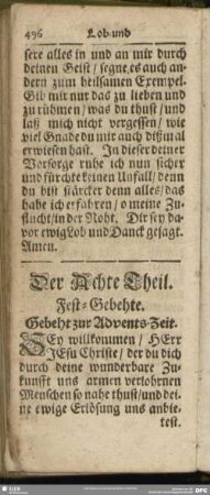 Der Achte Theil. Fest-Gebehte