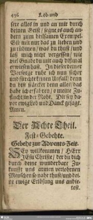 Der Achte Theil. Fest-Gebehte