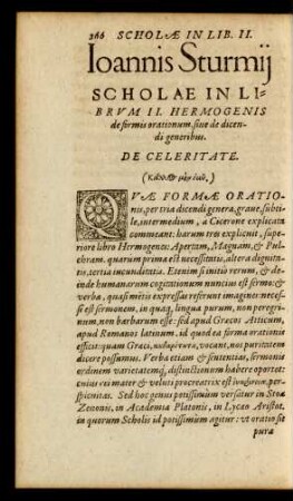 Ioannis Sturmii Scholae In Librum II. Hermogenis de formis orationum, sive de dicendi generibus.