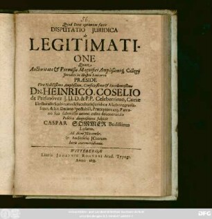 Disputatio Iuridica de Legitimatione