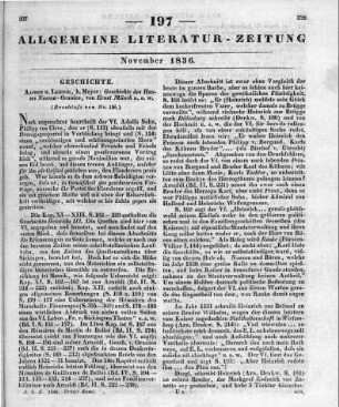 Münch, E. H. J.: Geschichte des Hauses Nassau-Oranien. Bd. 1-3. Aachen, Leipzig: Mayer 1831-33 (Beschluss der im vorigen Stück abgebrochenen Rezension)