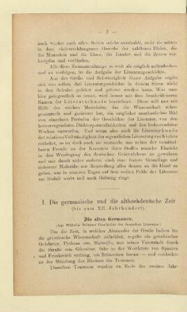 I. Die germanische und althochdeutsche Zeit