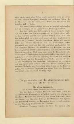 I. Die germanische und althochdeutsche Zeit