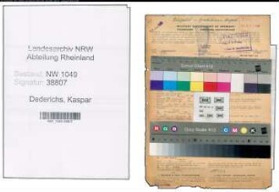 Entnazifizierung Kaspar Dederichs , geb. 26.06.1894 (Kaufmaennischer Angestellter)