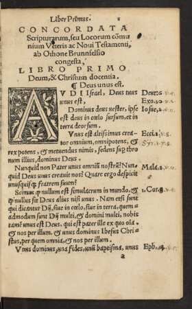 Concordata Scripturarum, seu Locorum communium Veteris ac Novi Testamenti ... Libro Primo Deum, & Christum docentia.