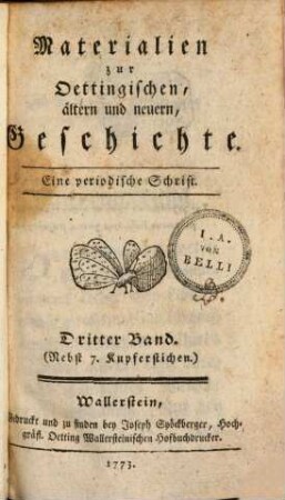 Materialien zur oettingischen ältern und neuern Geschichte : eine periodische Schrift. 3. 1773