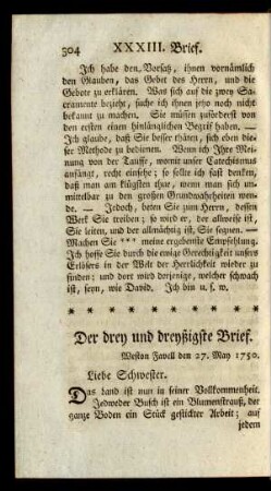 Der drey und dreyßigste Brief