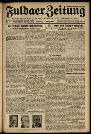 Ausgabe vom Dienstag, den 25. August 1931.