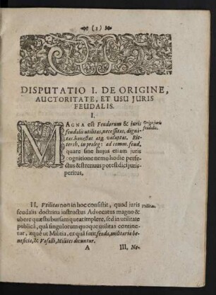 I. De Origine, Auctoritate, Et Usu Iuris Feudalis.