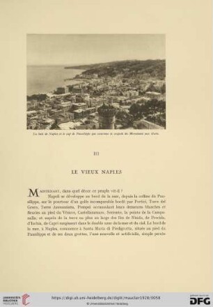 La baie de Naples et le cap de Pausilippe que couraonne la coupole du Monument aux Morts