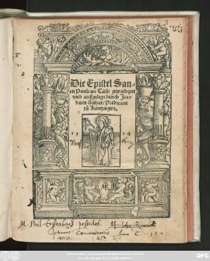 Die Epistel San=||cti Pauli an Titũ/ geprediget || vnd außgelegt durch Jaco||bum Otther/ Predicant || zů Kentzingen.||