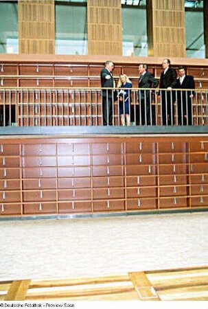 Übergabefeier mit Prof. Jürgen Hering (Generaldirektor SLUB), Botschafter S.E. Dr. Julien Alex, Dr. Heribert Heckschen (Honorarkonsul Großherzogtum Luxemburg) und Magnifizenz Prof. Dr. Achim Mehlhorn (Rektor TU Dresden). Begehung des Neubaus Sächsische Landesbibliothek - Staats- und Universitätsbibliothek Dresden