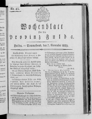 Nr. 45, Ausgabe vom 7. November 1829