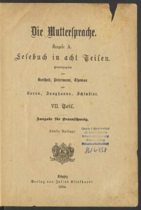 Teil 7 = 7. Schuljahr, [Schülerband]: [Teil 7 = 7. Schuljahr, [Schülerband]] : Lesebuch in acht Teilen