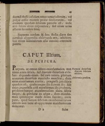 Purpura decursum duarum fehrium exhibet. - observationes practicæ.