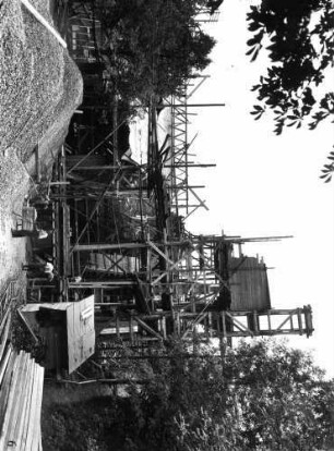 Schwäbisch Hall Bau Widerlager Brücke Reichsstraße Baustelle Baugerüst Schrägaufzug Bauarbeiter