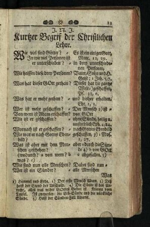 Kurtzer Begrif der Christlichen Lehre