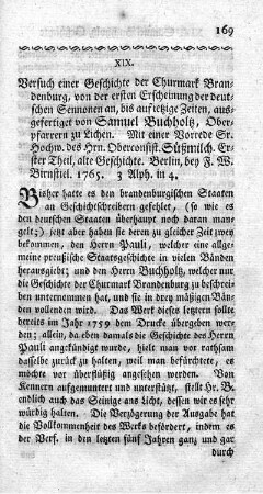 XIX. Versuch einer Geschichte der Churmark Brandenburg.