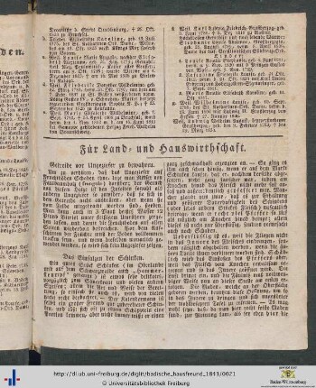 Für Land- und Hauswirthschaft.