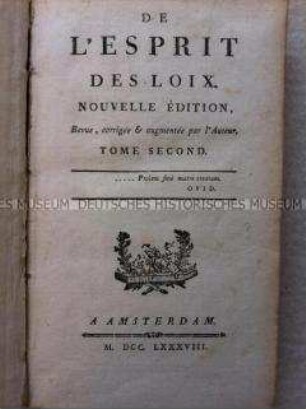 Vom Geist der Gesetze von Montesquieu (franz.)