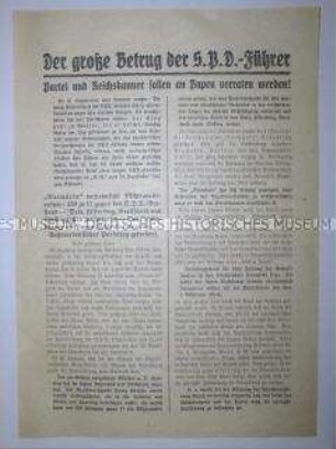 Propagandaflugblatt der NSDAP zur Reichstagswahl im November 1932 mit scharfer Polemik gegen die SPD