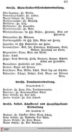 Main=Neckar=Bahnverwaltung, Großh. Domäneverwaltung und Schaffnerei