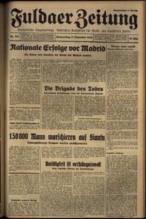 Erste Ausgabe vom Donnerstag, den 17. Dezember 1936.