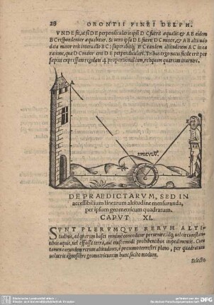 DE PRAEDICTARUM, SED In assessibilium linearum altitudine mensuranda, per ipsum geometricum quadratum. CAPUT XI.