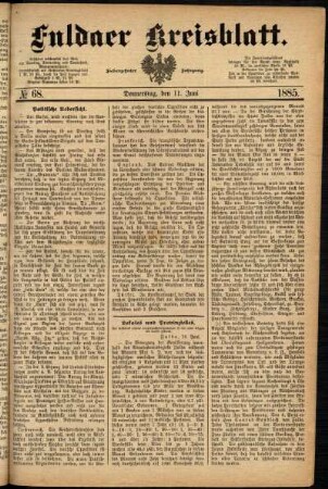 Ausgabe vom Donnerstag, den 11. Juni 1885.