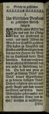 I. Um Göttlichen Beystand in geistlichen Anfechtungen. - XIV. Gebeht in grossem Mangel der zeitlichen Güter.