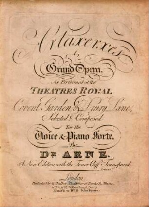 Artaxerxes : a grand opera