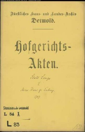 Lemgo, Stadt und Bauerschaft Rampendahl (Rampendal) gegen Meier Hans zu Entrup - Wegeberechtigung