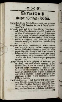 Verzeichniß einiger Verlags-Bücher