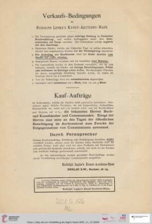 Verkaufs-Bedingungen / Kauf-Aufträge