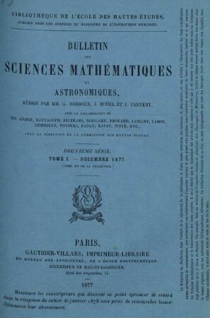 Tome I. - Décembre 1877.