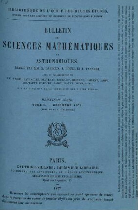 Tome I. - Décembre 1877.