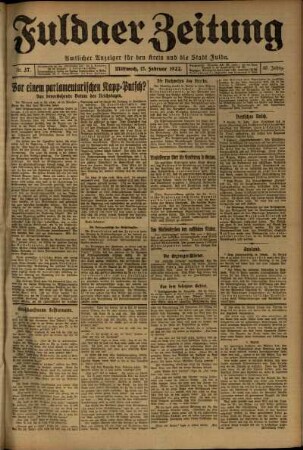 Ausgabe vom Mittwoch, den 15. Februar 1922.