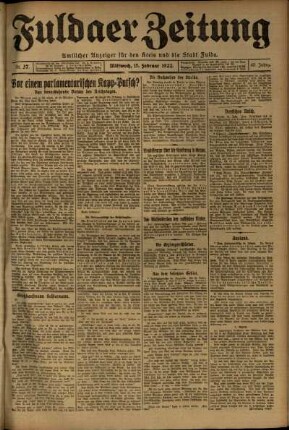 Ausgabe vom Mittwoch, den 15. Februar 1922.