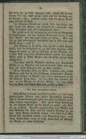 VII. Neuer hydraulischer Widder