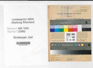 Entnazifizierung Karl Streitberger , geb. 24.07.1906 (Finanzbeamter)