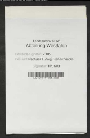 Darlehen Vinckes an Leutnant A. Preuße