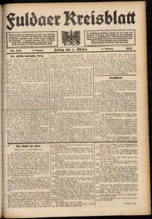 Ausgabe vom Freitag, den 06. Oktober 1911.