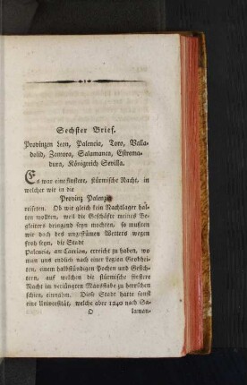 Sechster Brief. Provinzen Leon, Palencia, Toro, Valladolid [...]