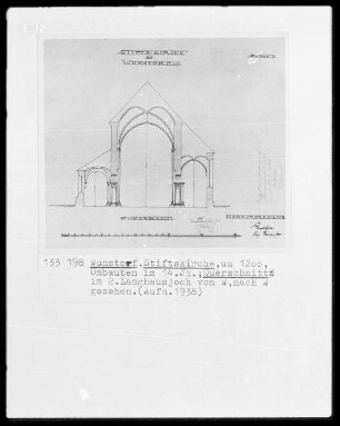 Wunstorf, Stiftskirche, Querschnitt durch die drei Schiffe, Zustand von 1853