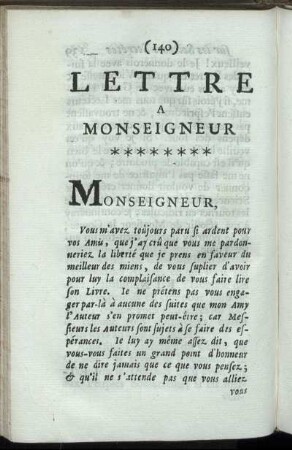 Letter A Monseigneur