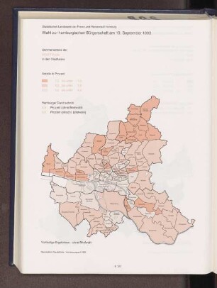 Stimmenanteile der STATT Partei in den Stadtteilen 1993
