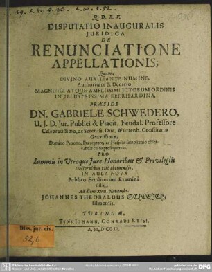 Disputatio Inauguralis Iuridica De Renunciatione Appellationis